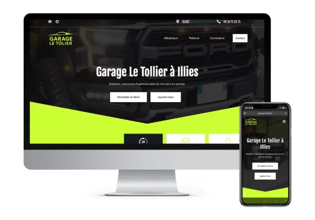 Site de Garage Le Tolier sur ordinateur et sur téléphone
