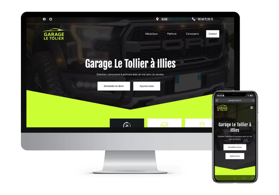 Site du Garage Le Tolier sur ordinateur et sur téléphone