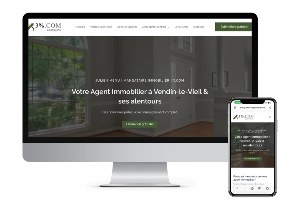 Site de Julien Menu sur ordinateur et sur téléphone