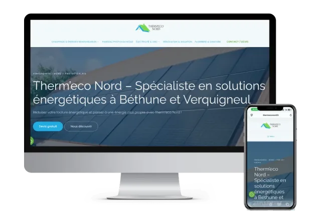 Site de Therm’Eco Nord sur ordinateur et sur téléphone
