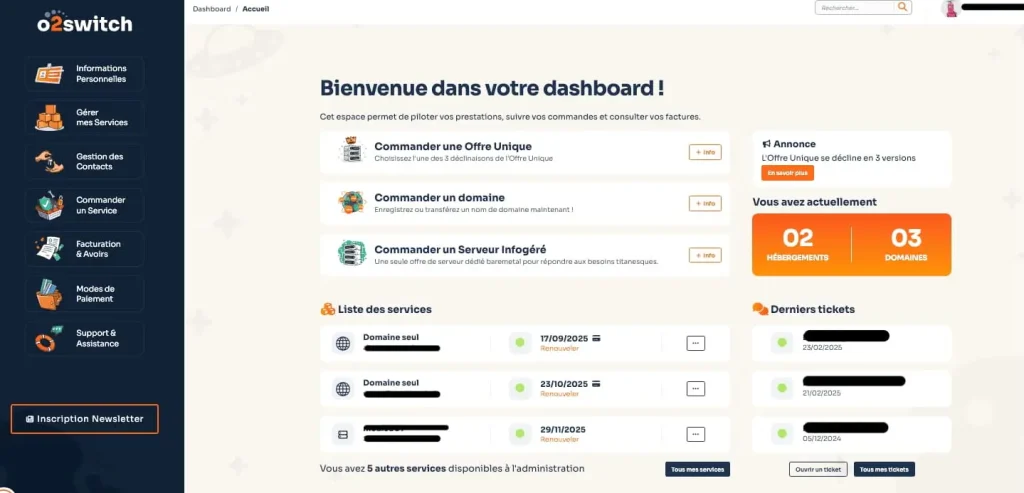 Espace client o2switch