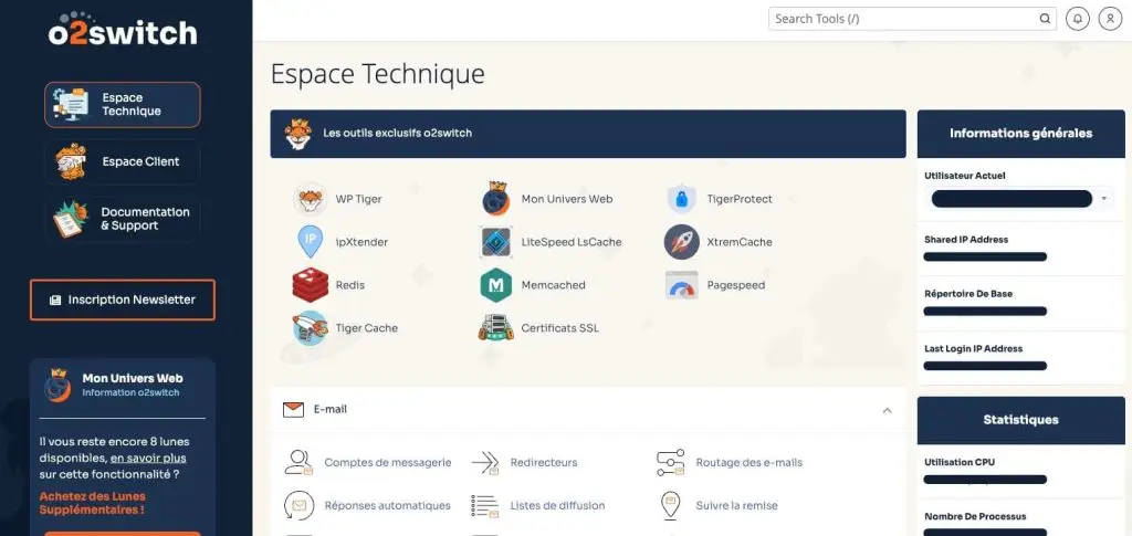 cPanel O2switch